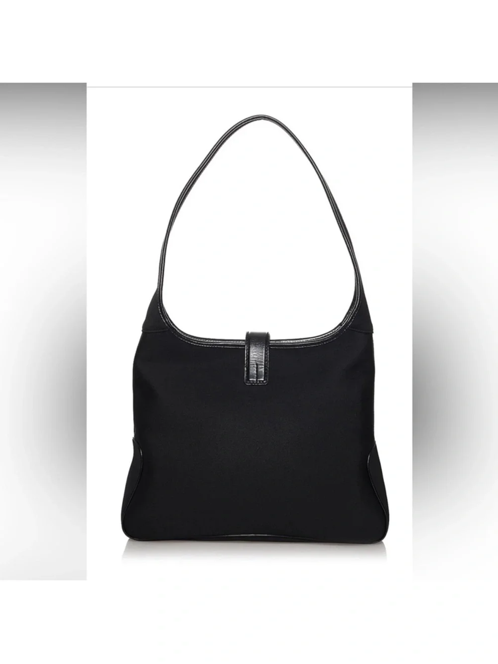 Salvatore Ferragamo Black Nylon Gancini Shoulder Bag Leather Trim Italy